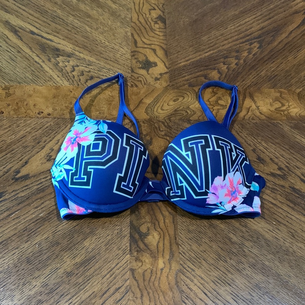PINK push-up bra navy blue